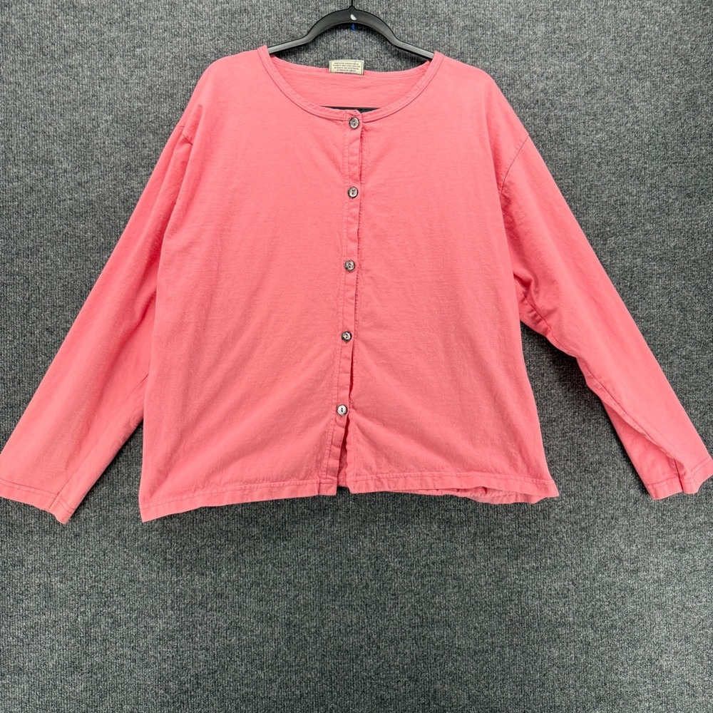 Soft As A Grape Shirt Womens XL Pink Button Up Long Sleeve Boxy Casual Coastal